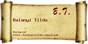 Balanyi Tilda névjegykártya